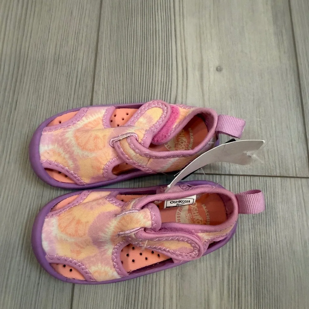 NWT OshKosh Bgosh Toddler 5 Aquatic Water Shoes Pastel Tie Dye Pink Purple